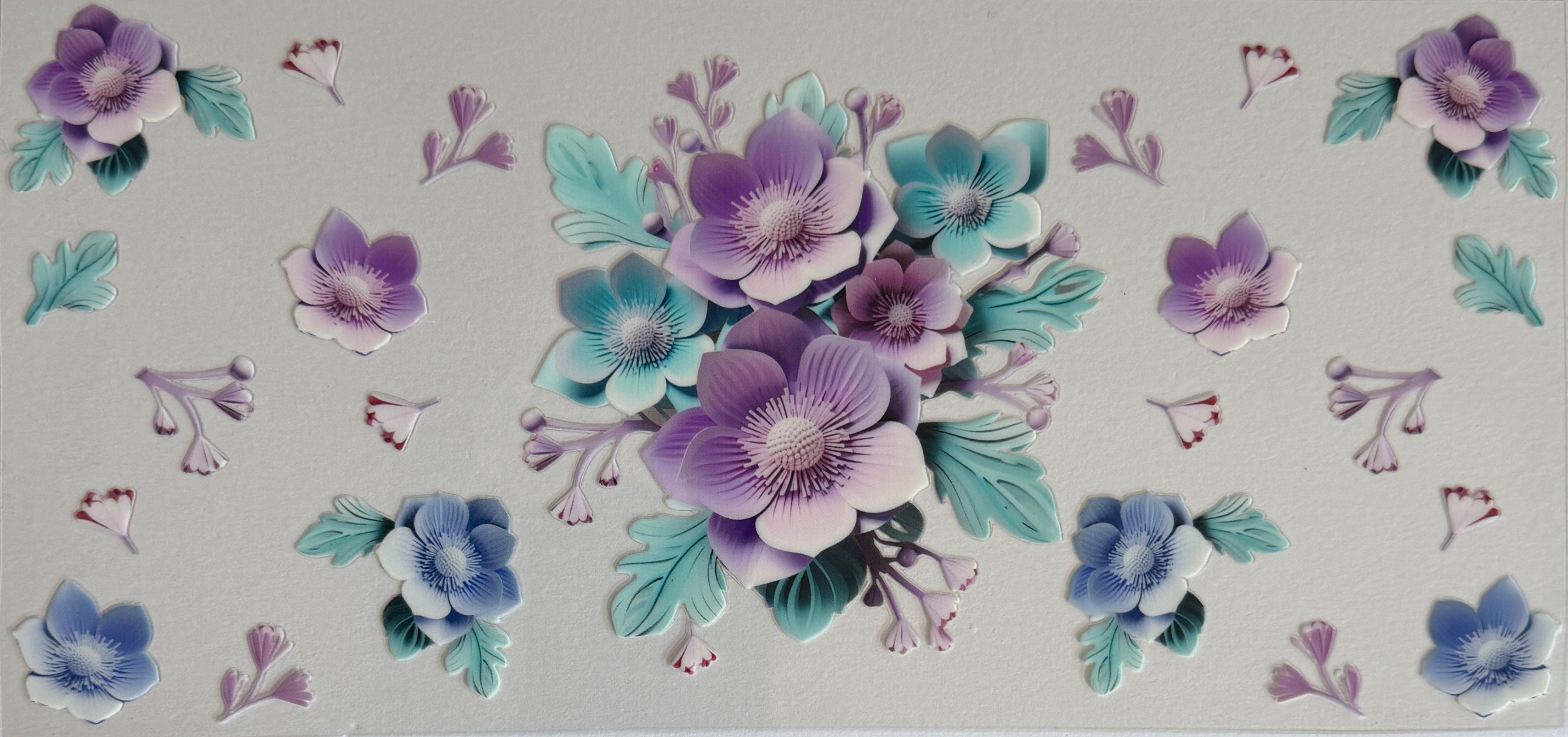 16W94 Purple & Teal Flowers