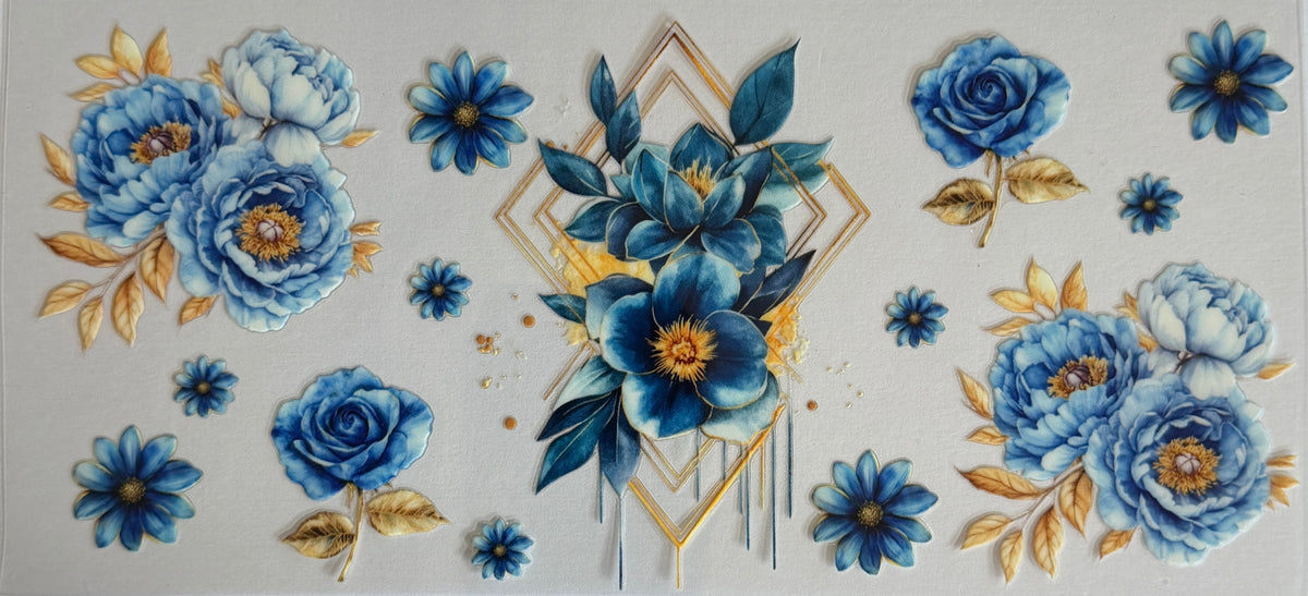 16W95 Blue & Gold Flowers