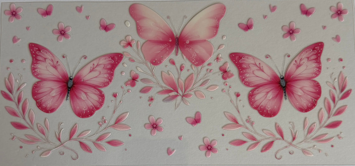16W105 Pink Butterflies & Flowers