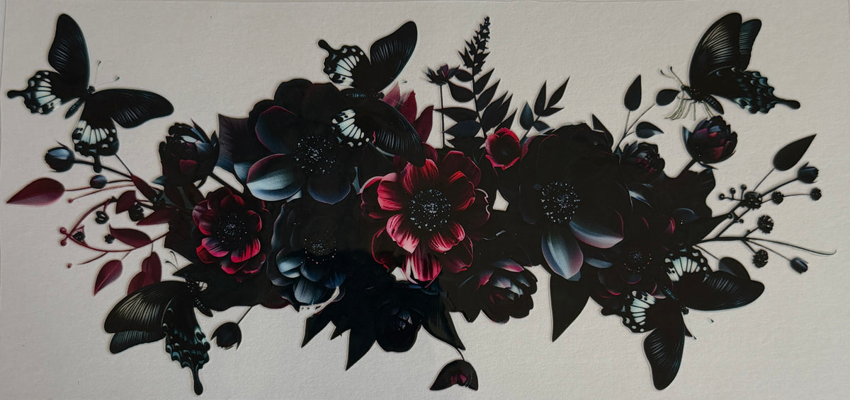 16W107 Black Butterflies & Flowers