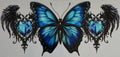 16W111 Blue Butterfly & Winged Hearts