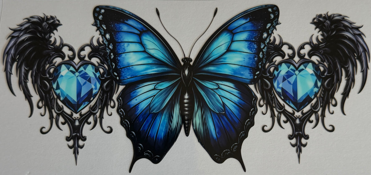 16W111 Blue Butterfly & Winged Hearts