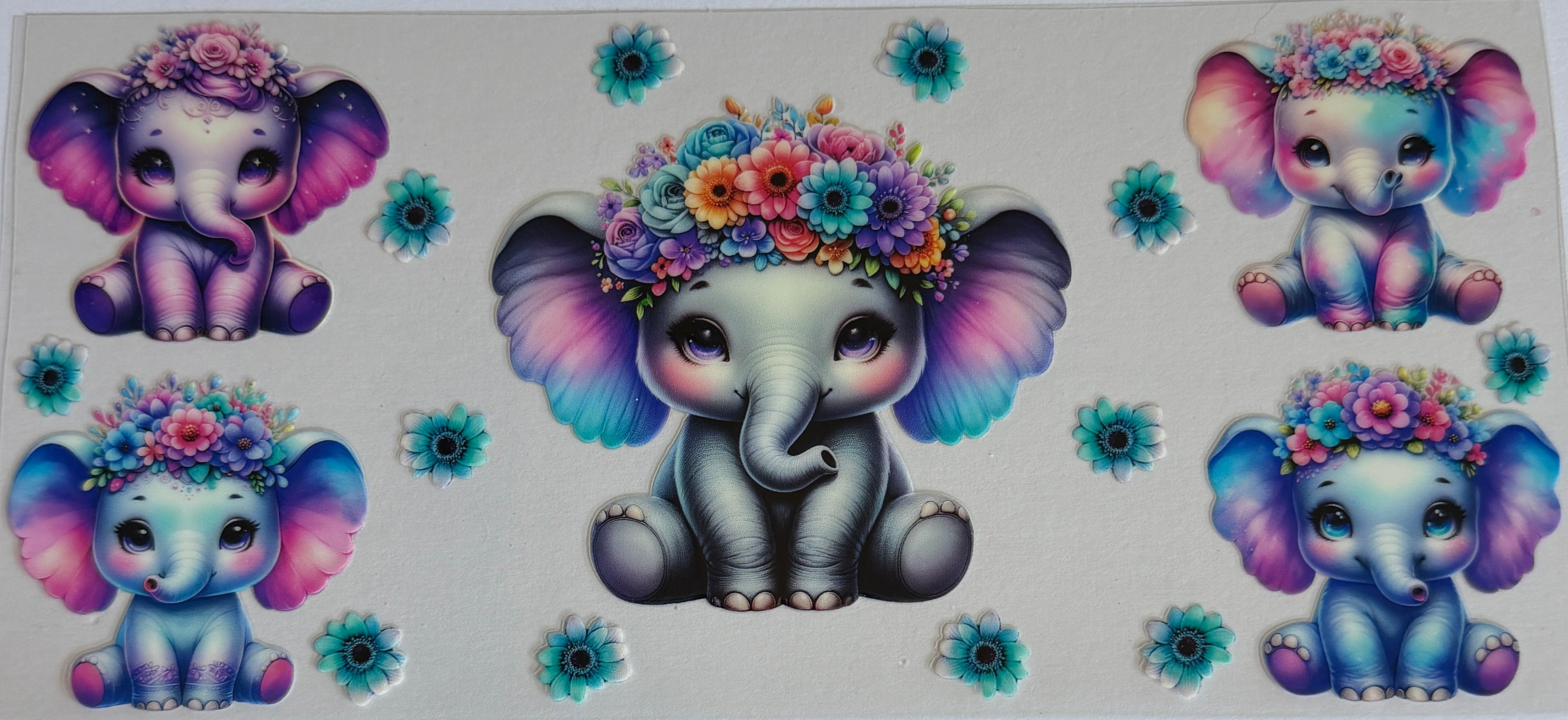 16W140 Floral Baby Elephants