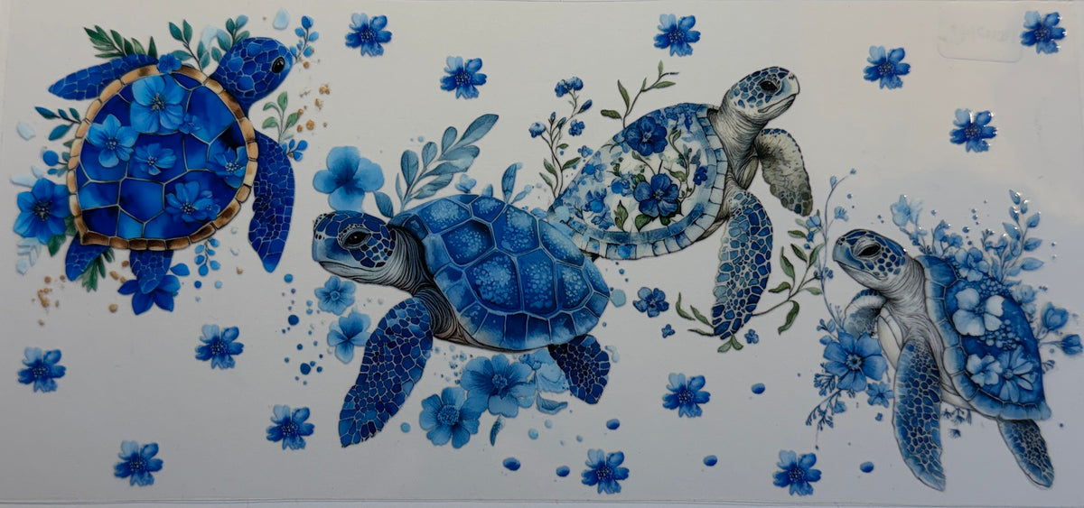 16W142 Blue Floral Sea Turtles – Double-Sided