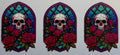 16W190 Gothic Skull & Stained Glass Roses