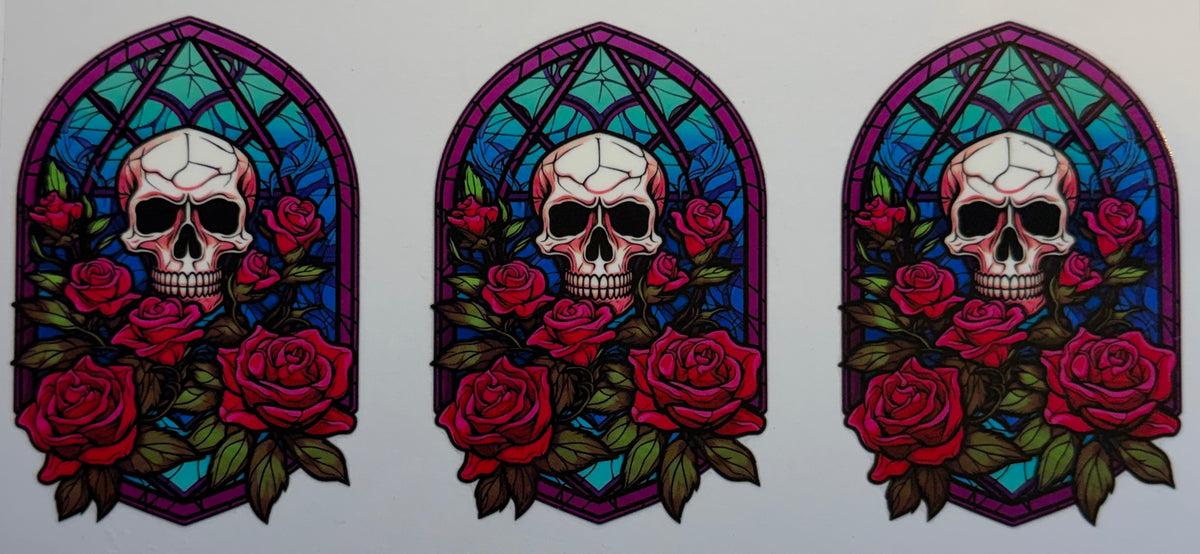 16W190 Gothic Skull & Stained Glass Roses