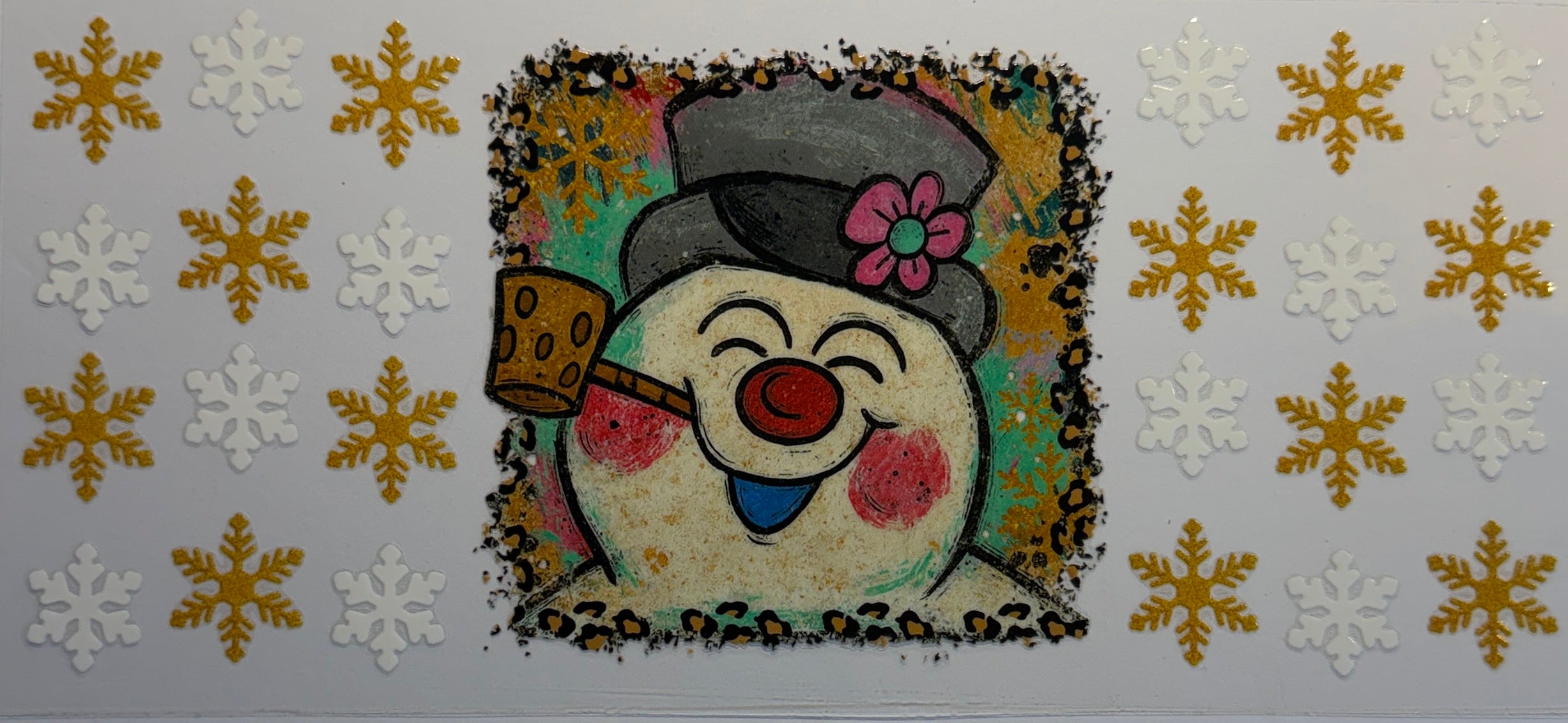 16W197 Vintage Snowman & Snowflakes