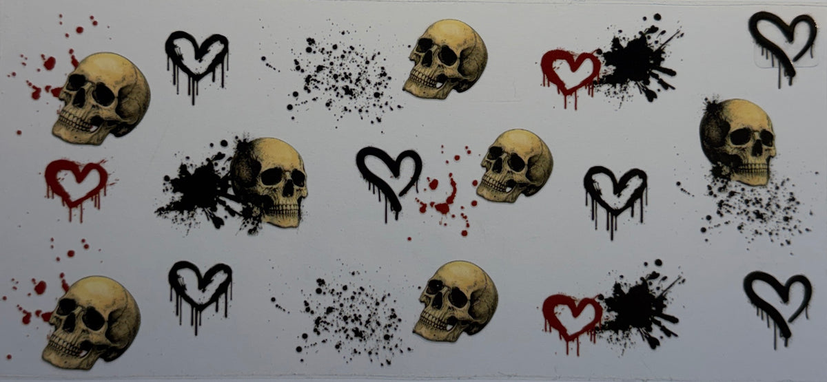 16W210 Grunge Skulls & Dripping Hearts