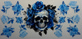 16W237 Blue Roses & Skull