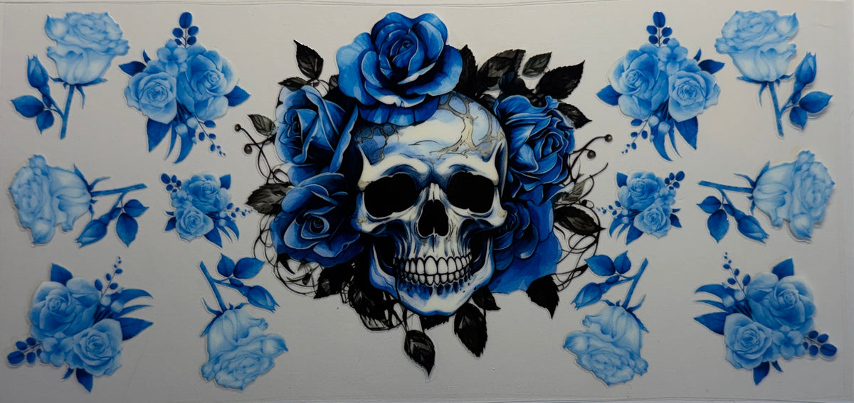 16W237 Blue Roses & Skull