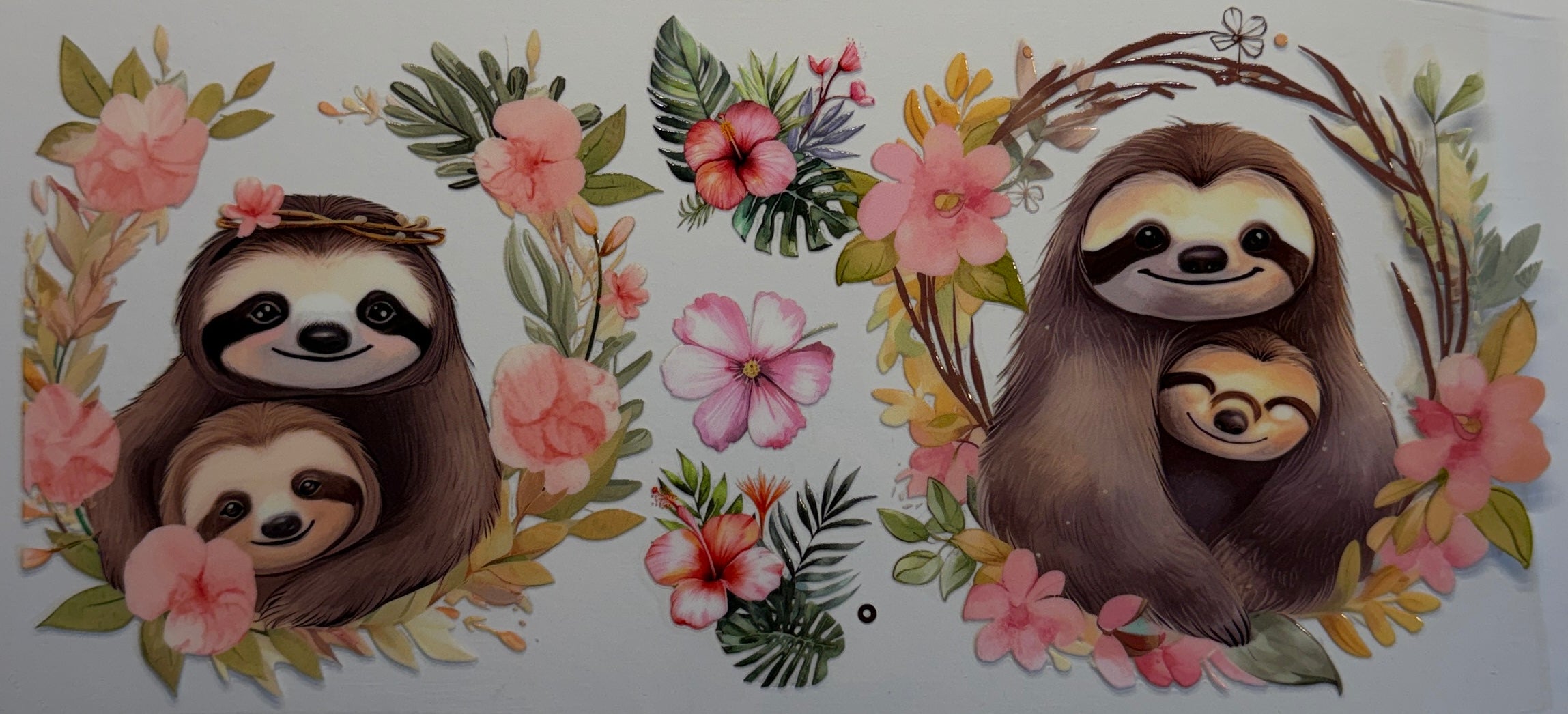 16W240 Floral Sloth Family