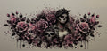 16W251 Sugar Skull Woman & Roses