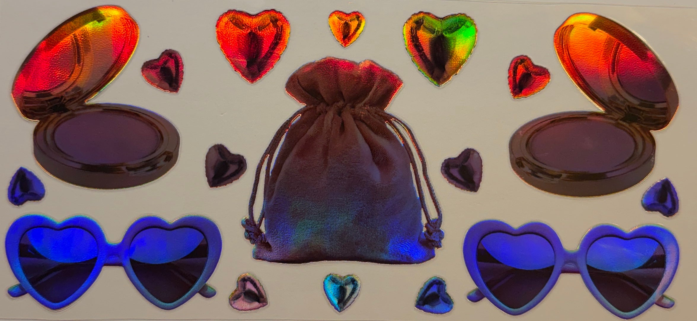H23 Holographic Makeup & Heart Sunglasses
