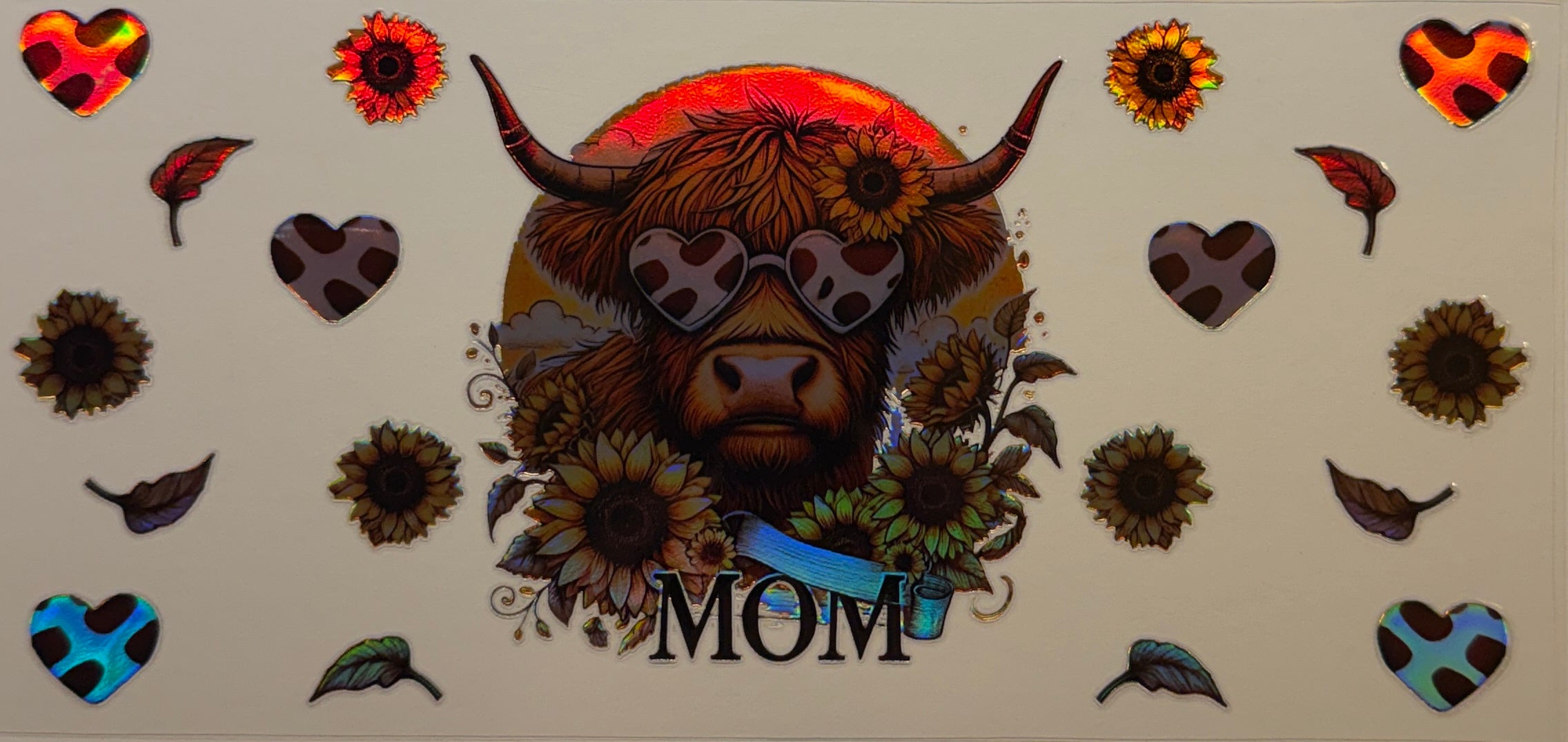H27 Holographic Highland Cow Mom