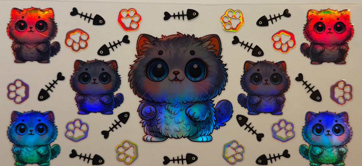 H35 Holographic Fluffy Cats & Fishbones