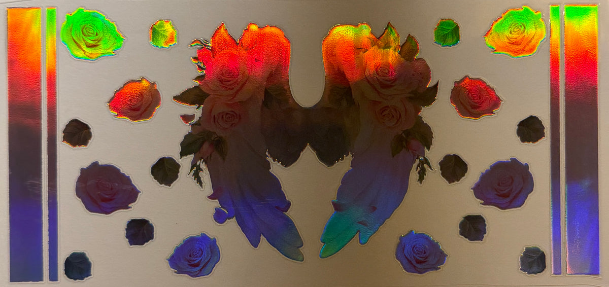 H40 Holographic Floral Angel Wings