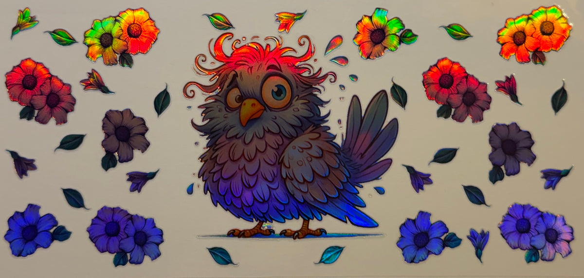 H42 Holographic Whimsical Floral Owl