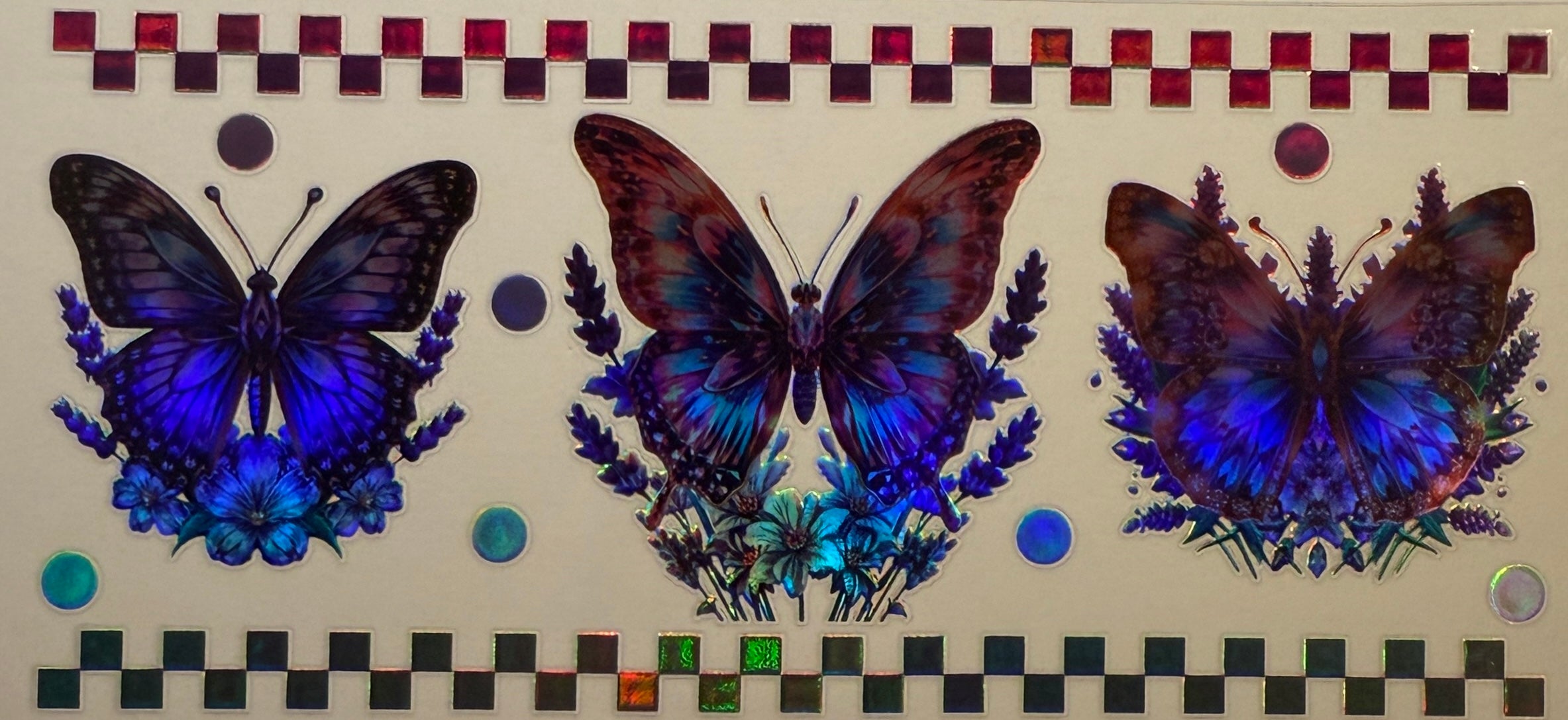 H47 Holographic Blue Butterflies & Florals