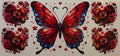 16W281 Ruby Butterfly & Florals