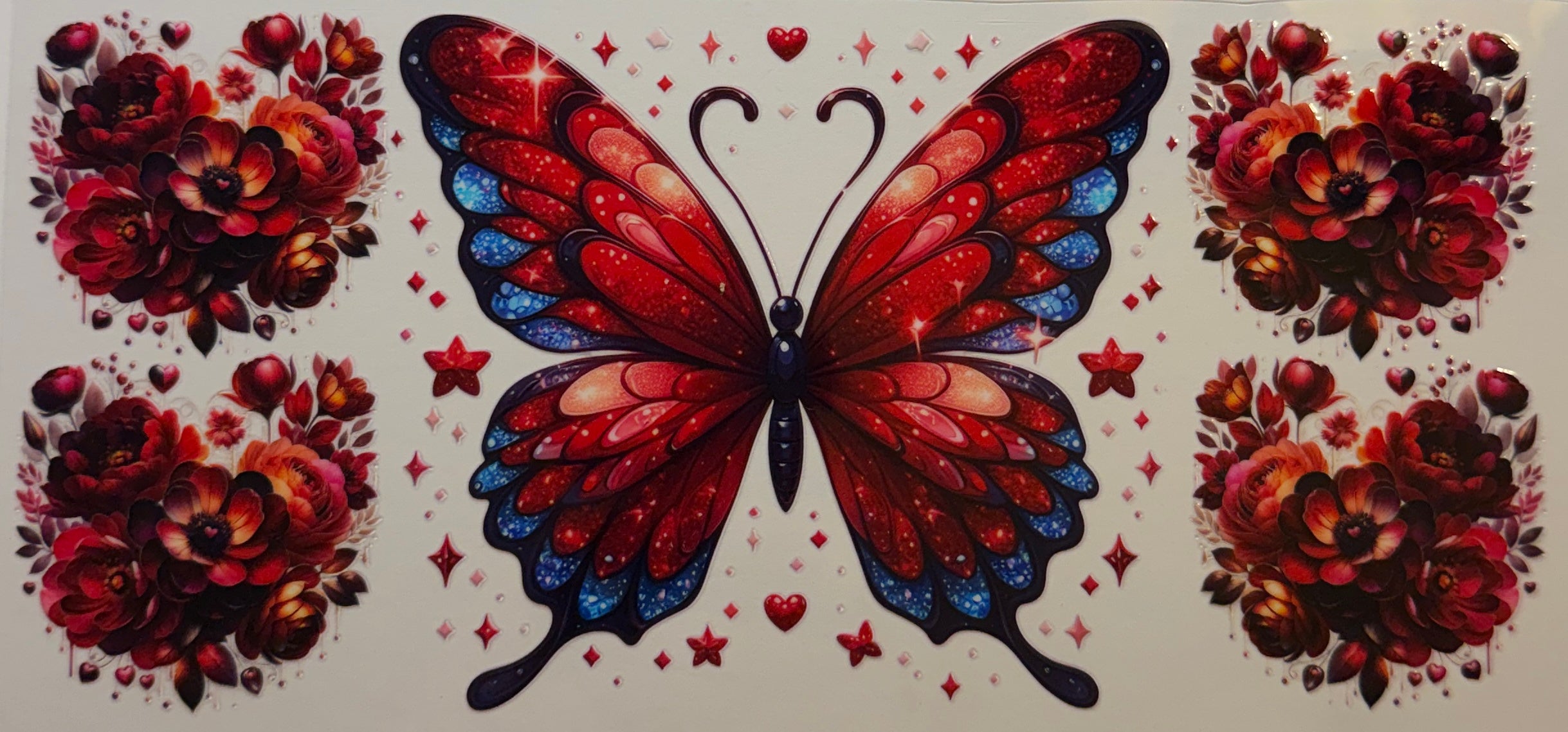 16W281 Ruby Butterfly & Florals