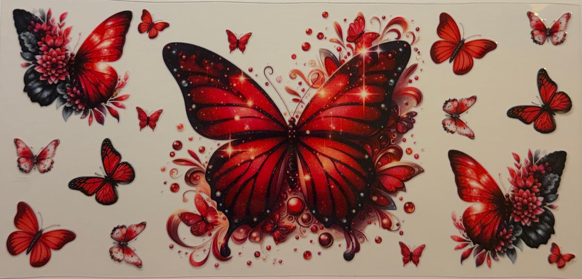 16W283 Red Butterfly & Florals