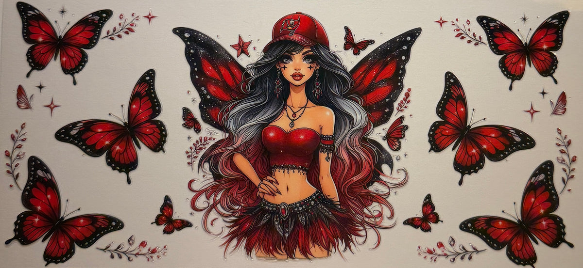 16W289 Red Butterfly Football Girl