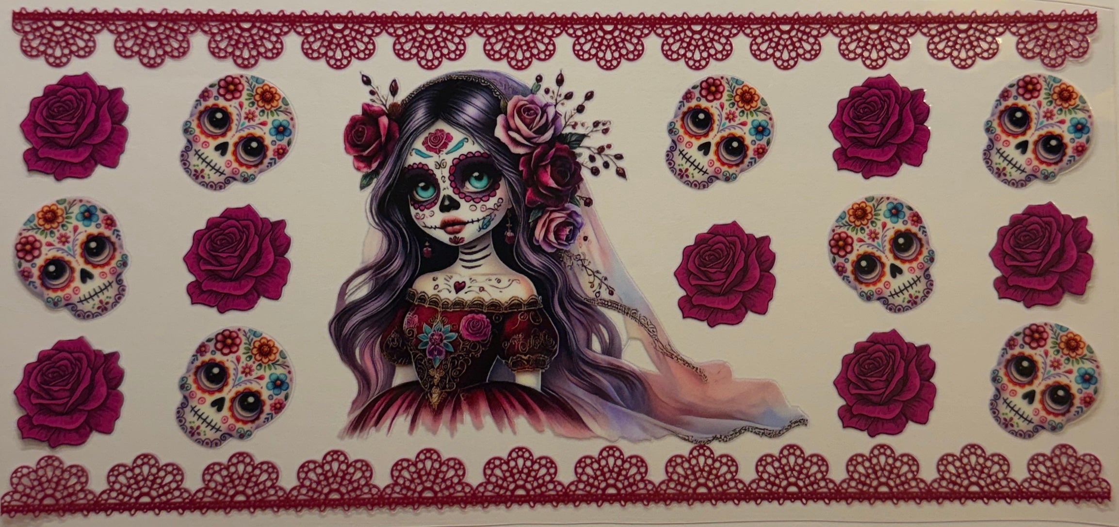 16W300 Sugar Skull Bride & Roses
