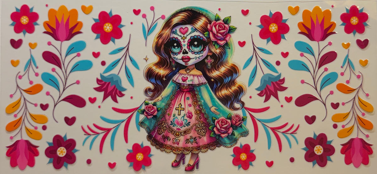16W307 Sugar Skull Rose & Cross