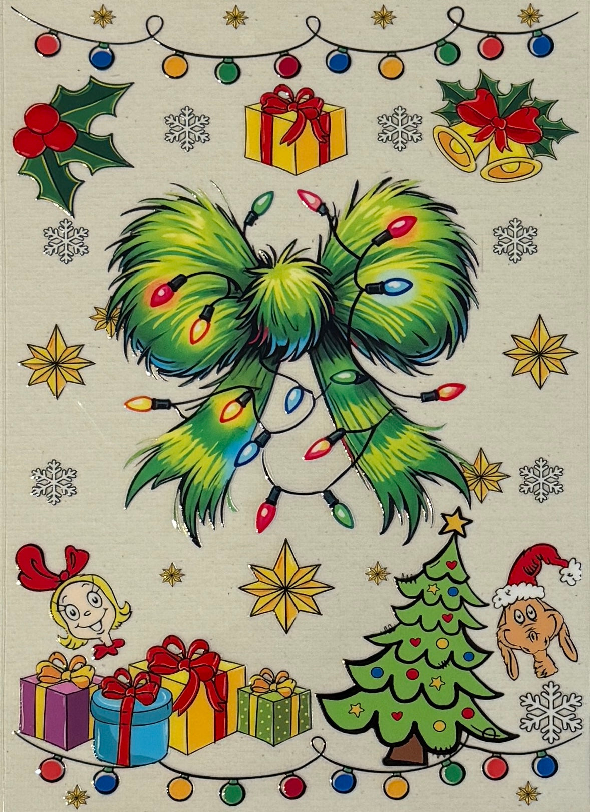 A5-53 Furry Green Christmas Bow