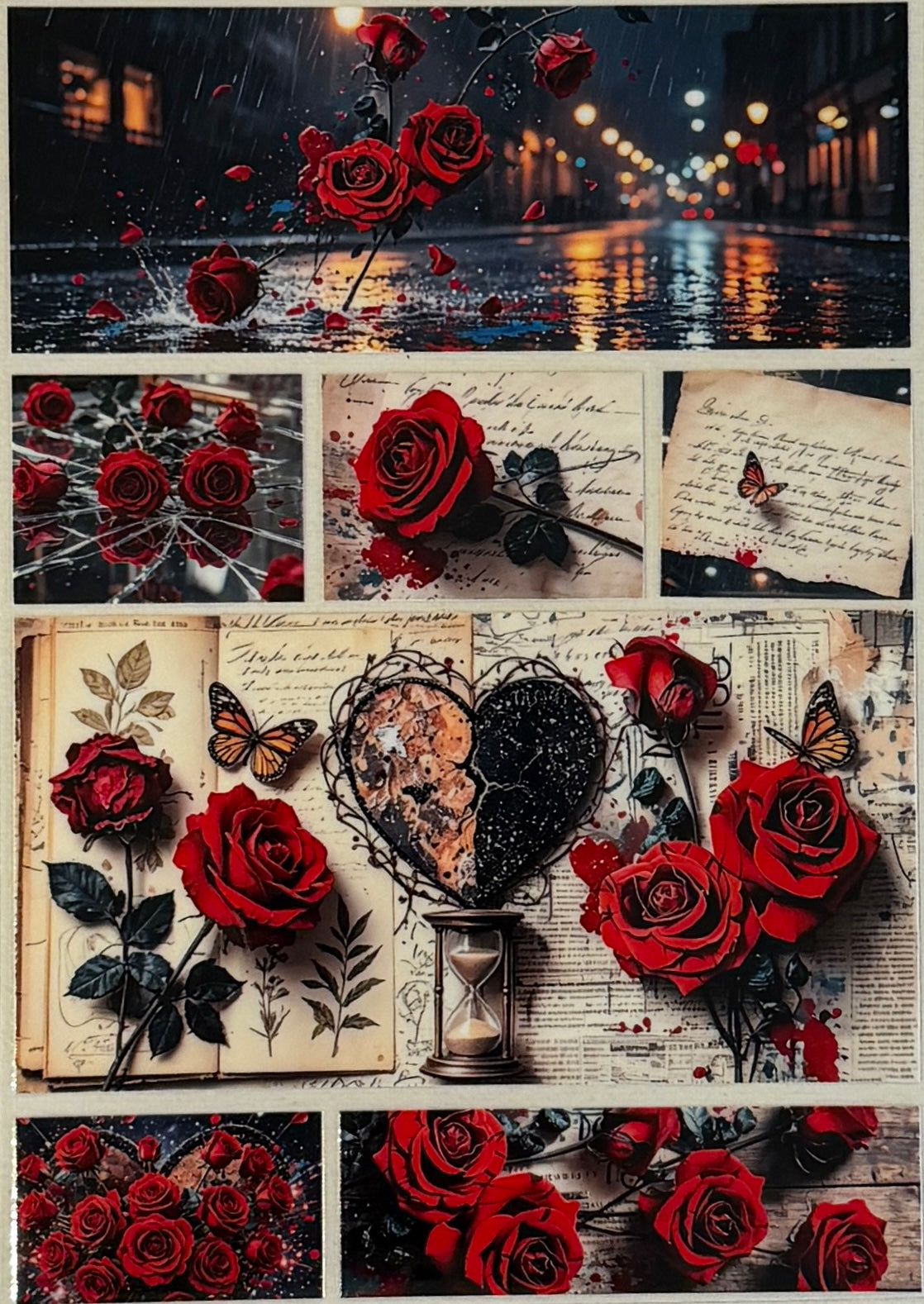 A5-54 Gothic Red Roses & Broken Heart