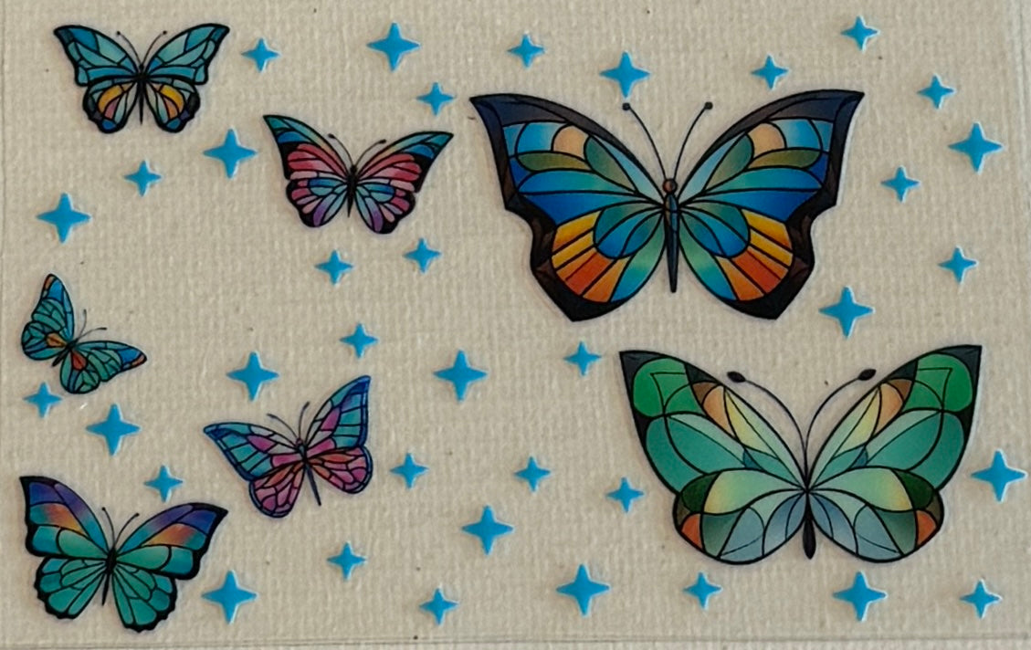 CC17 Colorful Stained Glass Butterflies