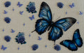 CC19 Blue Butterflies & Roses
