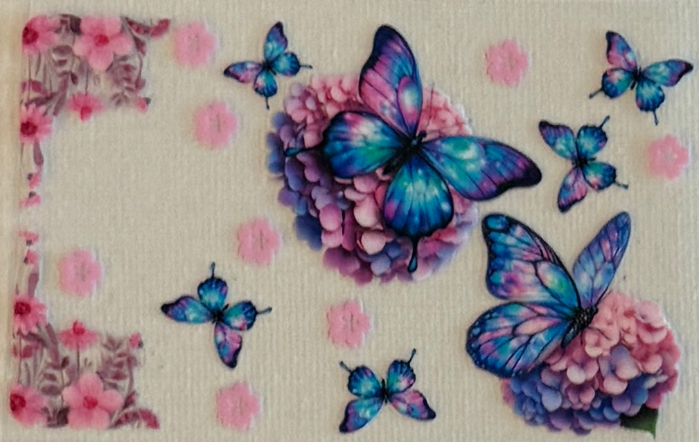 CC20 Colorful Butterflies & Hydrangeas