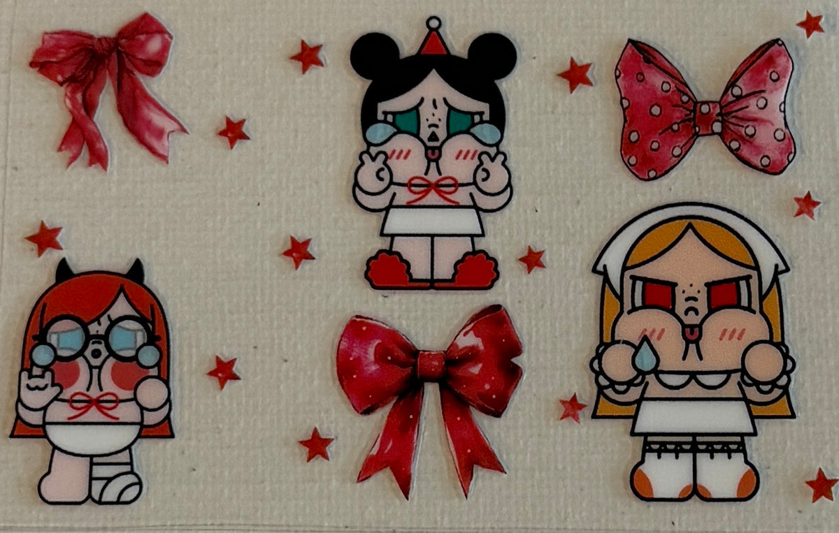 CC48 Crying Cartoon Girls & Red Bows