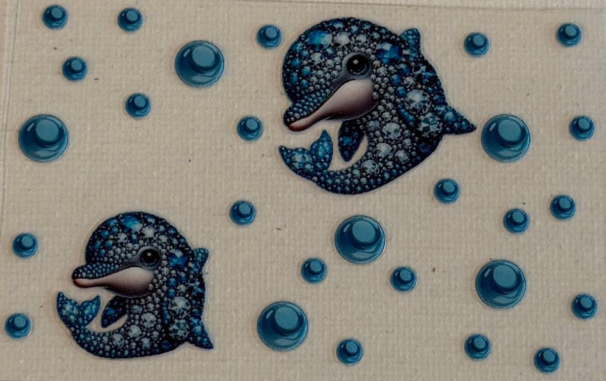 CC59 Jeweled Blue Dolphins & Bubbles