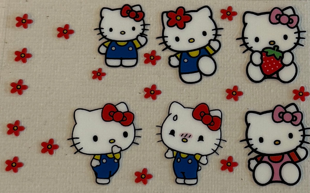 CC64 Sweet White Kitty & Red Flowers