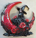 MFB2 Gothic Witch on Red Crescent Moon Metal Focal Bead
