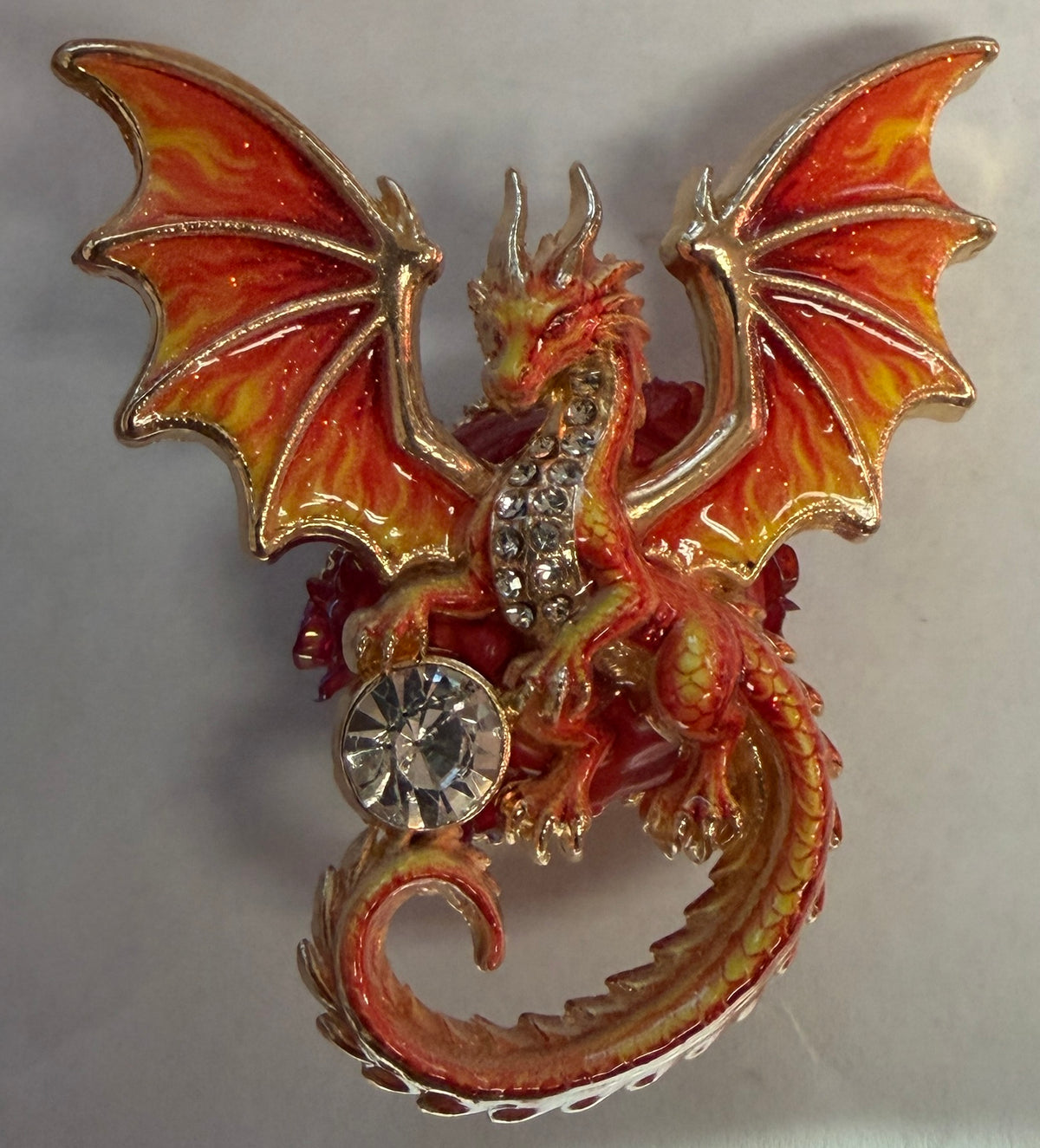MFB4 Jeweled Flying Dragon Metal Focal Bead