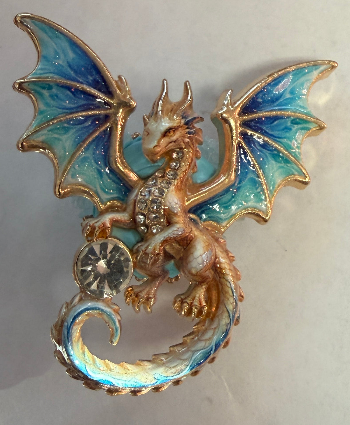 MFB4 Jeweled Flying Dragon Metal Focal Bead