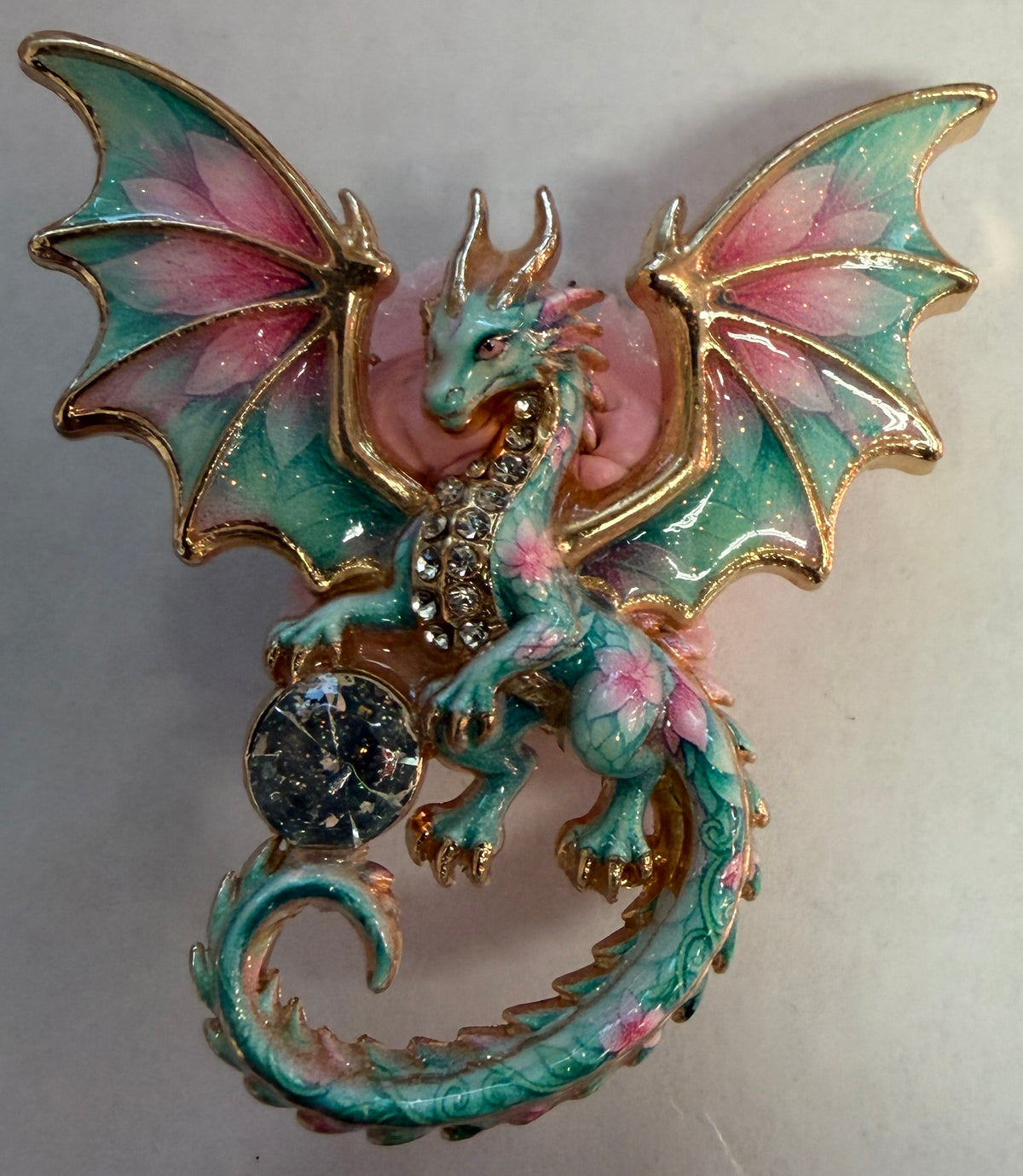 MFB4 Jeweled Flying Dragon Metal Focal Bead