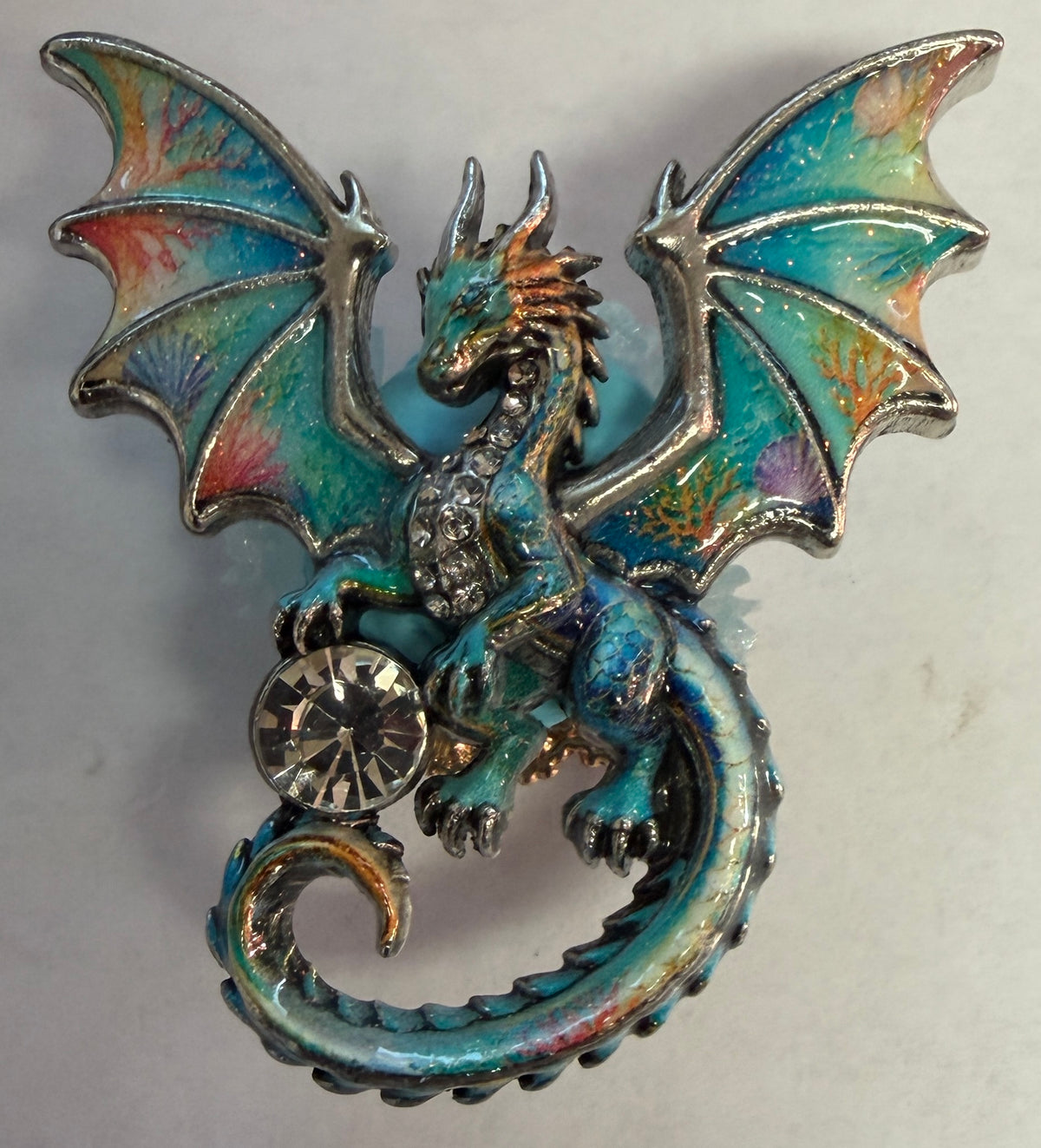 MFB4 Jeweled Flying Dragon Metal Focal Bead