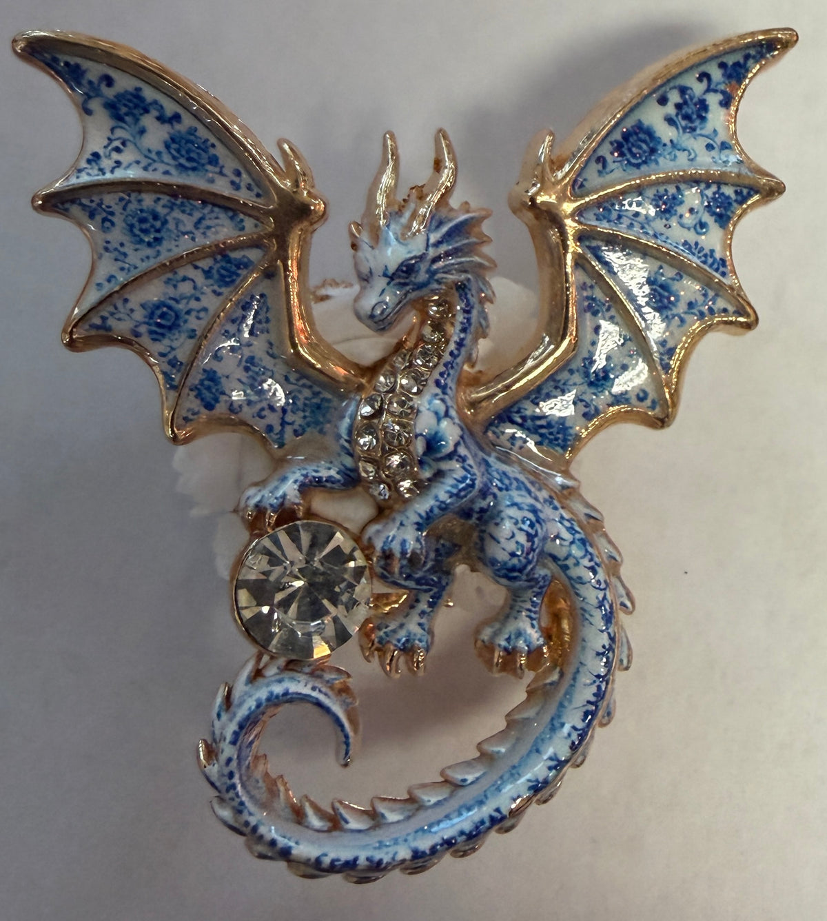 MFB4 Jeweled Flying Dragon Metal Focal Bead