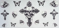 16W329 Gothic Skulls, Crosses & Butterflies