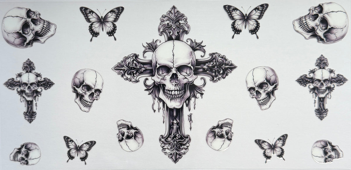 16W329 Gothic Skulls, Crosses & Butterflies
