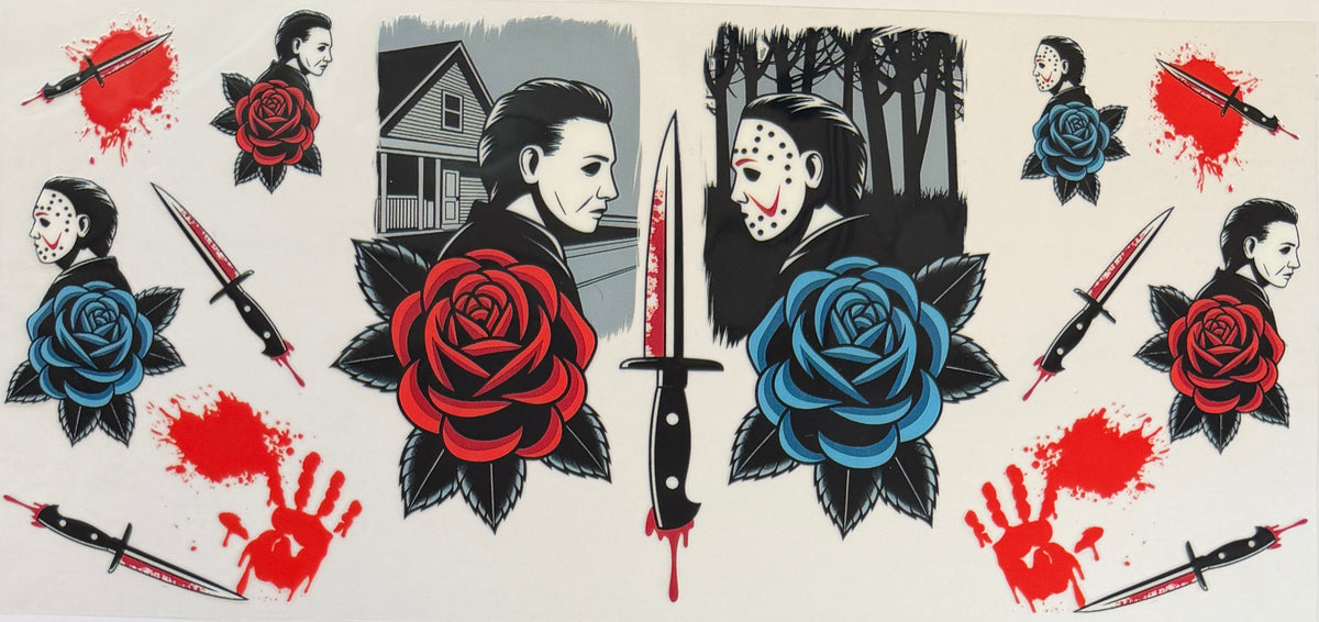 16W344 Masked Horror Killers, Roses & Bloody Knives