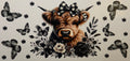 16W357 Highland Cow with Black & White Butterflies