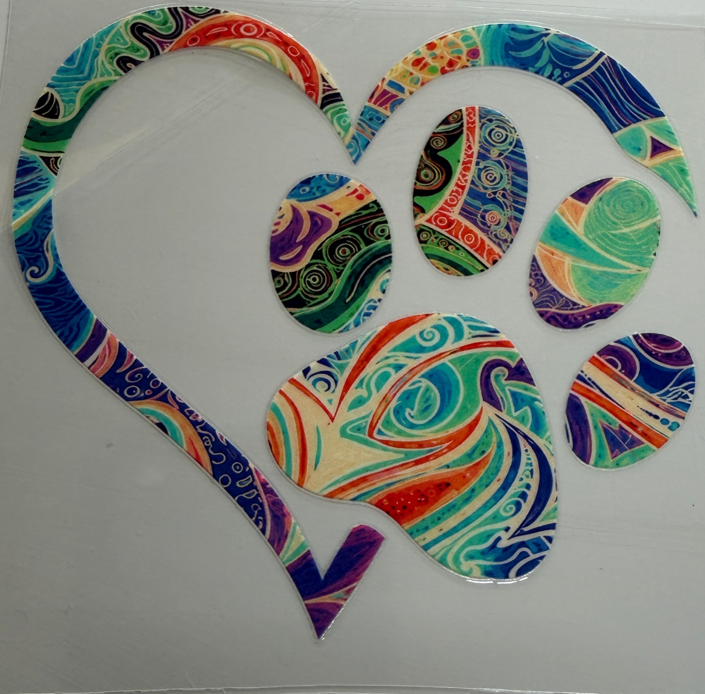 A7 UV DTF DECAL PAW HEART