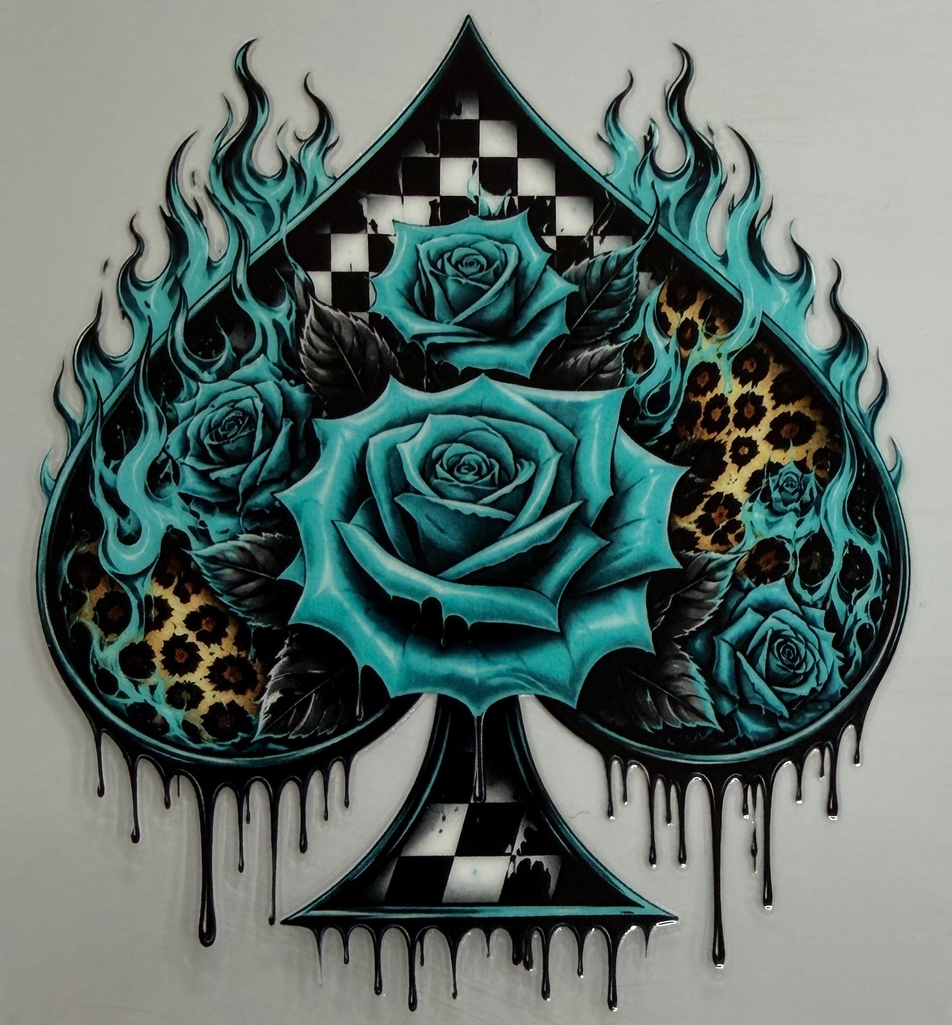 D-M4 UV DTF DECAL TEAL SPADE